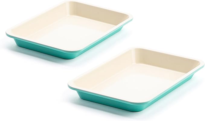 GreenLife 13" x 9" Quarter Sheet Baking Pans, 2 Piece Bakeware Set, PFAS-Free Ceramic Nonstick