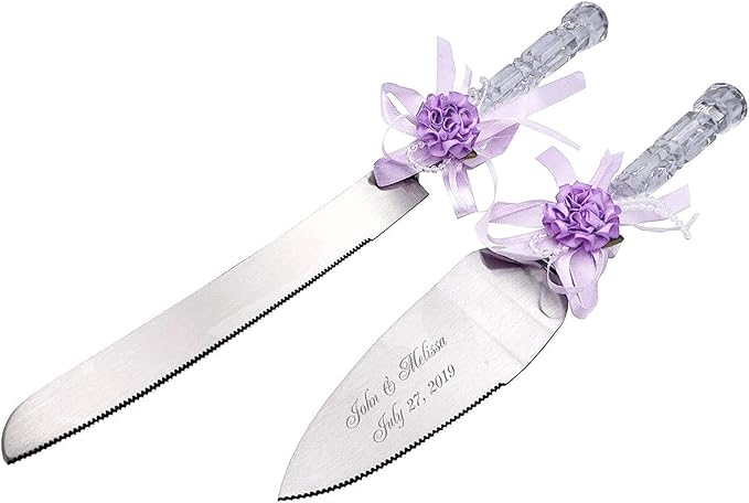 GIFTS INFINITY Personalized Wedding Cake Knife and Server Set Free Engraving - Valentine's
