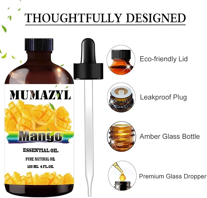 Mango Essential Oil, Mango Oil 4 Fl Oz 120ML for Diffuser Humidifier Yoga Cleaning DIY Candle Soap