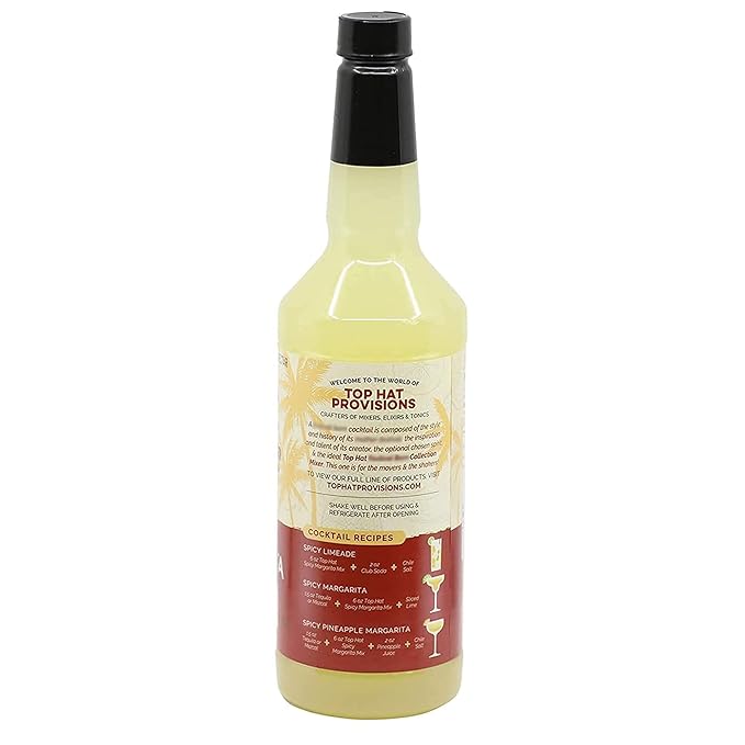 Top Hat Spicy Margarita Drink Mix - Handcrafted with 3 Chiles, Pineapple, Organic Agave Nectar &