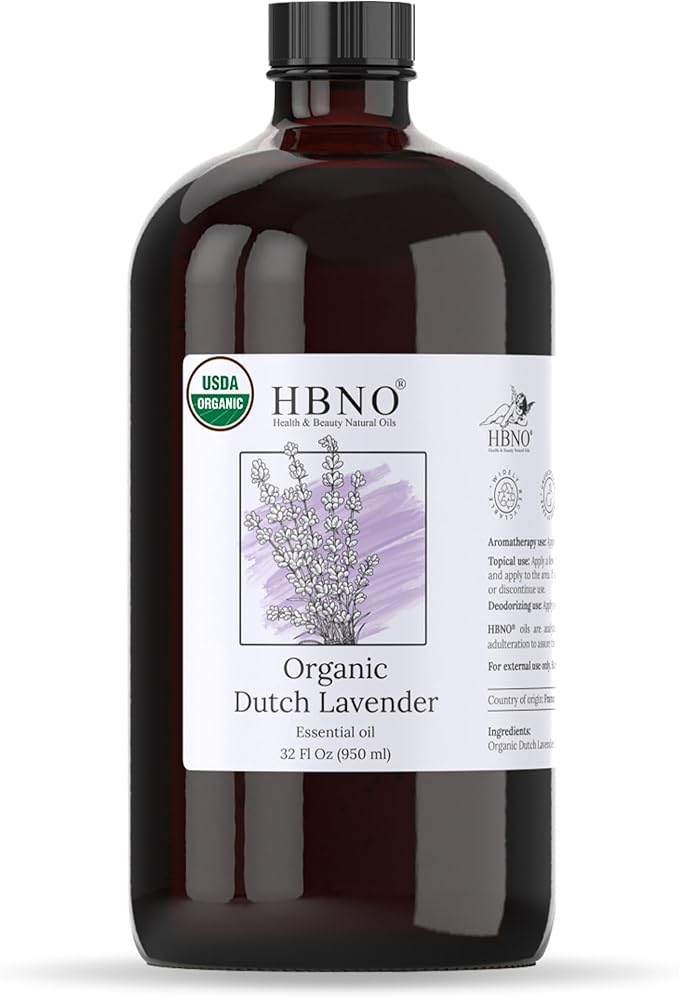HBNO Organic Lavender Dutch Oil - 32 oz (950 ml) Large Size - Ideal for Shampoos, Conditioners