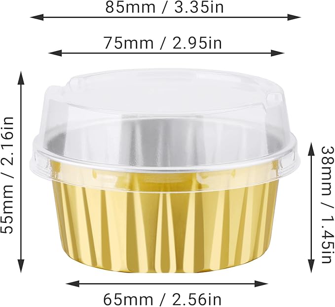 EUSOAR Assorted Colors Cupcake Liners, 5oz 125ml Muffin Liners with Lids Pack of 50, Creme Brulee