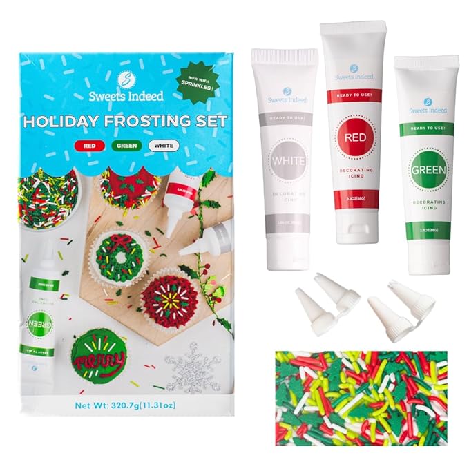 Sweets Indeed Frosting Kit plus Sprinkles Frosting Tubes nozzles 11.71 ounces Perfect for baking