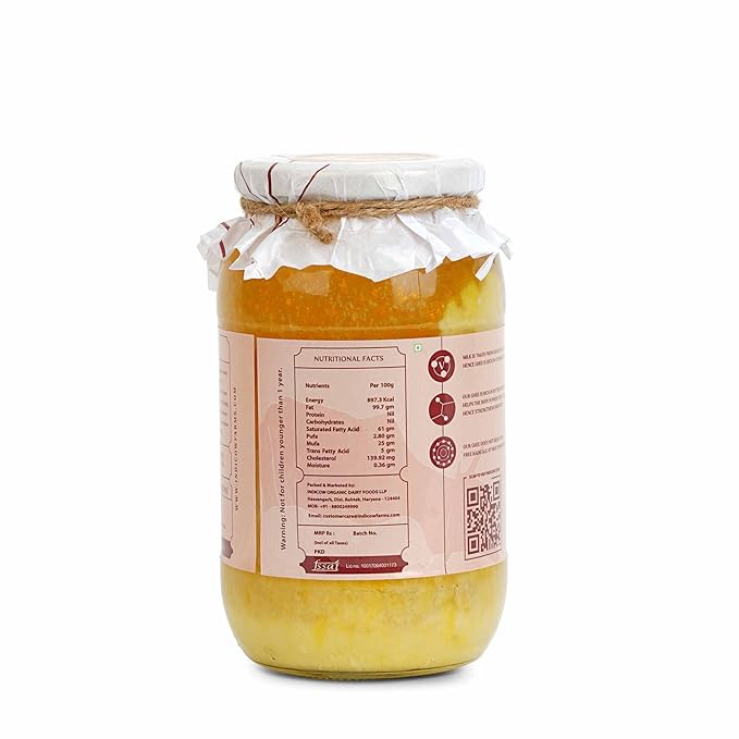 Indicow A2 Desi Kankrej Cow Ghee | Clarified Butter | Grass Fed, Pasture Raised Clarified Butter