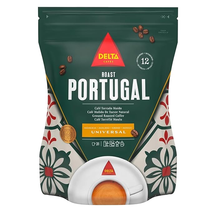 Delta Cafés Portugal Ground Coffee, Smooth and Delicious Medium Roast Coffee, Espresso Machine