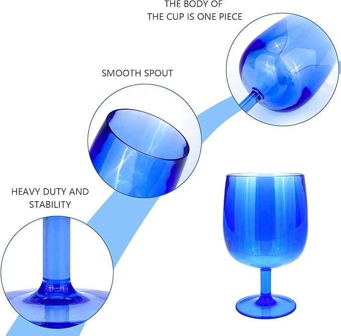 Yalin Set of 6 Unbreakable 12 oz Acrylic Plastic Wine and Water Tumbler Stackable Goblets.