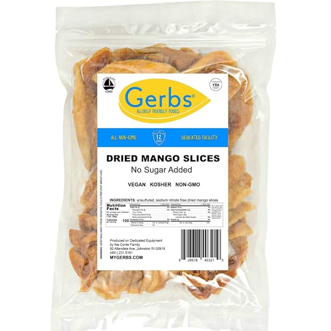 Gerbs Dried Mango Slices Unsweetened 4 lbs. | Dehydrated, Unsulfured, Resealable Bag | Naturally