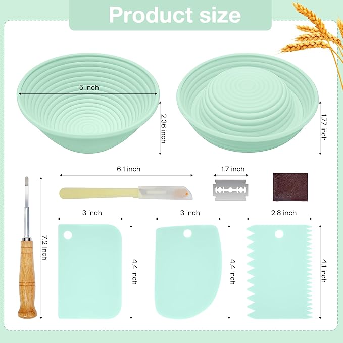 Silicone Banneton, Sourdough Bread Baskets (Set of 6, 5 Inch), Round Proofing Bread Bowls with