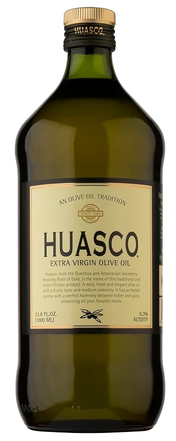 Extra Virgin Olive Oil by HUASCO |First Cold Press - From Chile, 33.8 Fl Oz (1000 Ml)