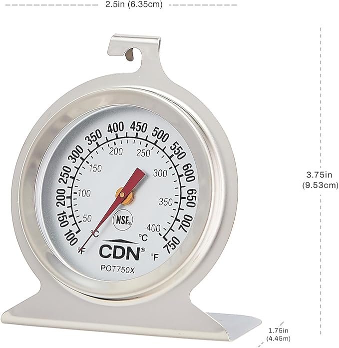 CDN High Heat Oven Thermometer | ProAccurate® | NSF Certified | 100-750°F Range | For Broiling