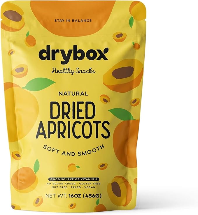Drybox Dried Turkish Apricots No Sugar Added, Unsweetened Non-GMO | Dry Apricot Snacks | All