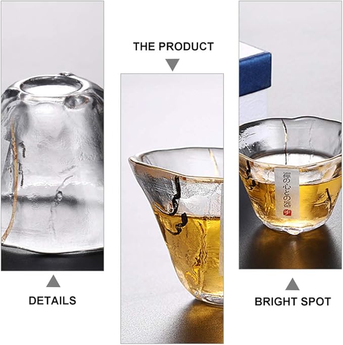 UPKOCH 4pcs Japanese-Style Sake Saki Cup Set, 2 Oz Glass Sake Cups Set，Clear Glasses Universal