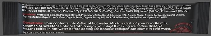 Energy Boost Organic mushroom Instant Coffee - 10 x 9g Packets - Healthy Coffee alternative and