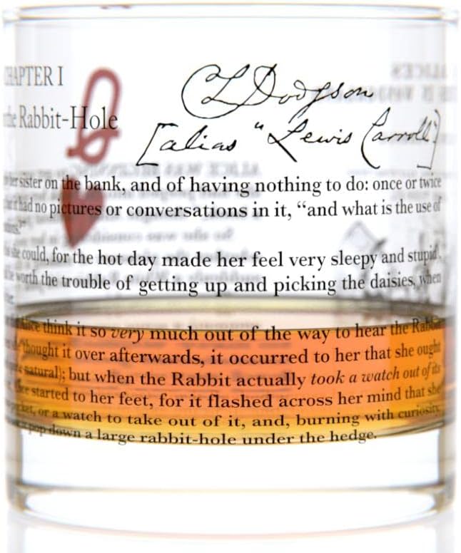 Well Told Classic Literature Rocks Glass - Alice's Adventures in Wonderland by Lewis Carroll - Old