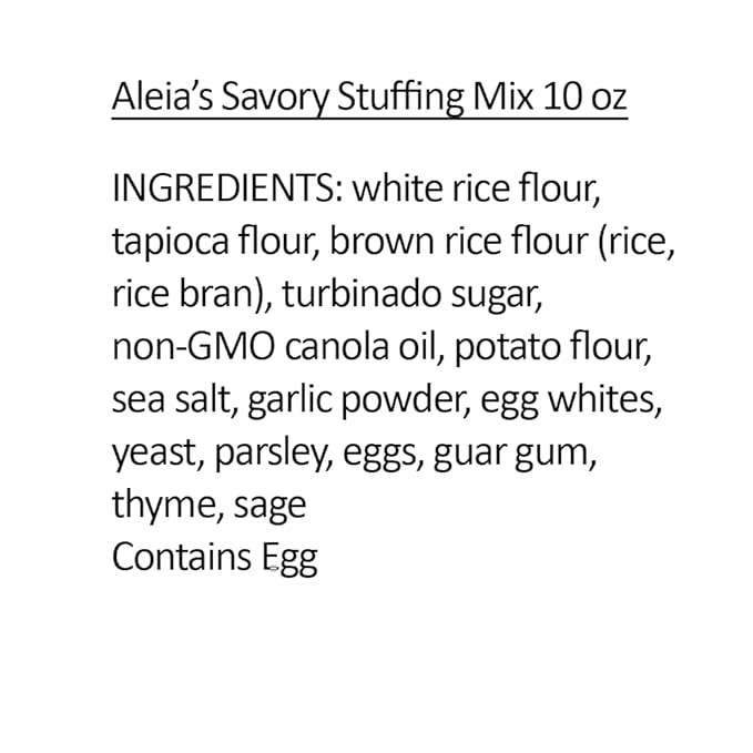 Aleia?셲 Gluten Free Savory Stuffing Mix ??10 oz (2 Pack) ??Classic Side Dish for Special Diets