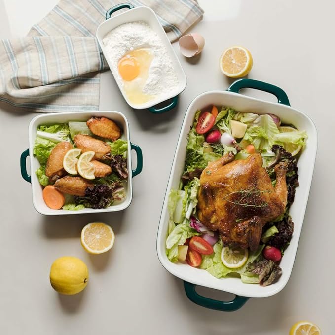 Sweejar Ceramic Bakeware Set, Rectangular Baking Dish for Cooking, Kitchen, Cake Dinner, Banquet