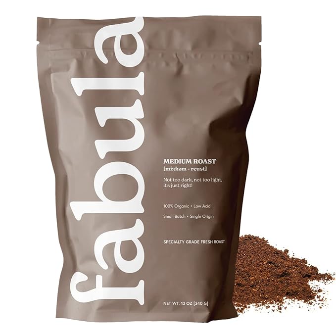 Fabula Organic Coffee for French Press, Low Acid Coffee Freshly Ground - Non-GMO - No Mold