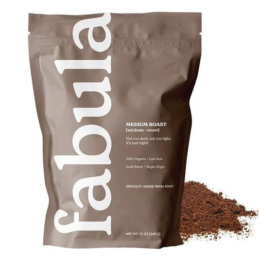 Fabula Organic Coffee for French Press, Low Acid Coffee Freshly Ground - Non-GMO - No Mold