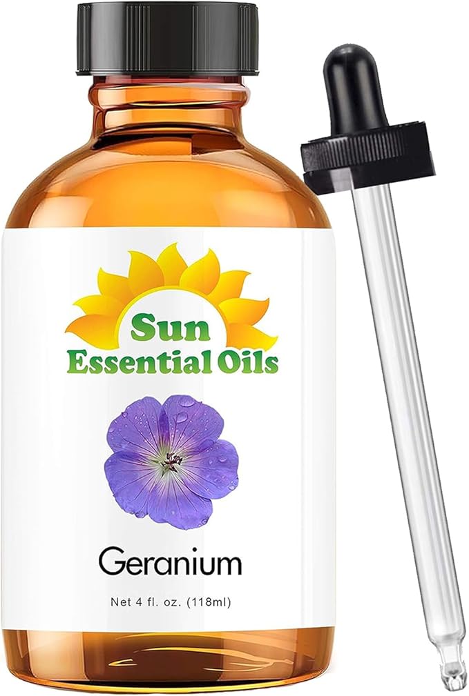 Sun Essential Oils Geranium Essential Oil ??Pure Geranium Extract Aromatherapy Oil (4 Fl Oz)