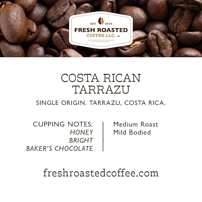 Fresh Roasted Coffee, Costa Rica Tarrazu, Medium Roast, 72 Pods for K Cup Brewers