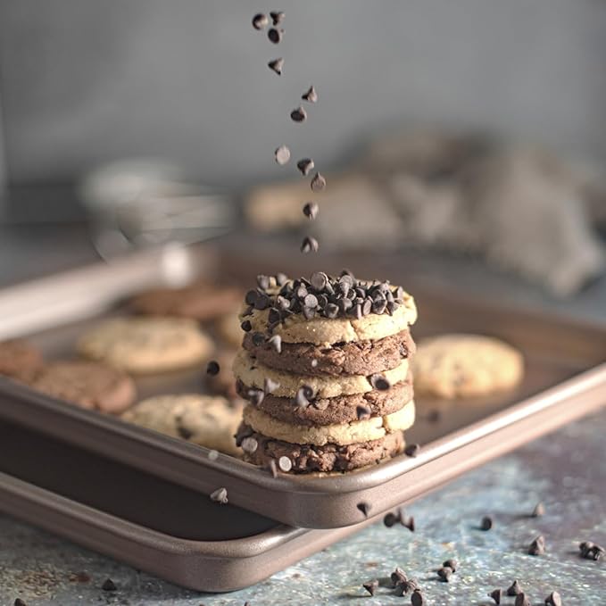 Nonstick Non-Toxic 18-inch Half Baking Sheet 2-Pack | Premium Extra Thick Sheet Pan | Warp