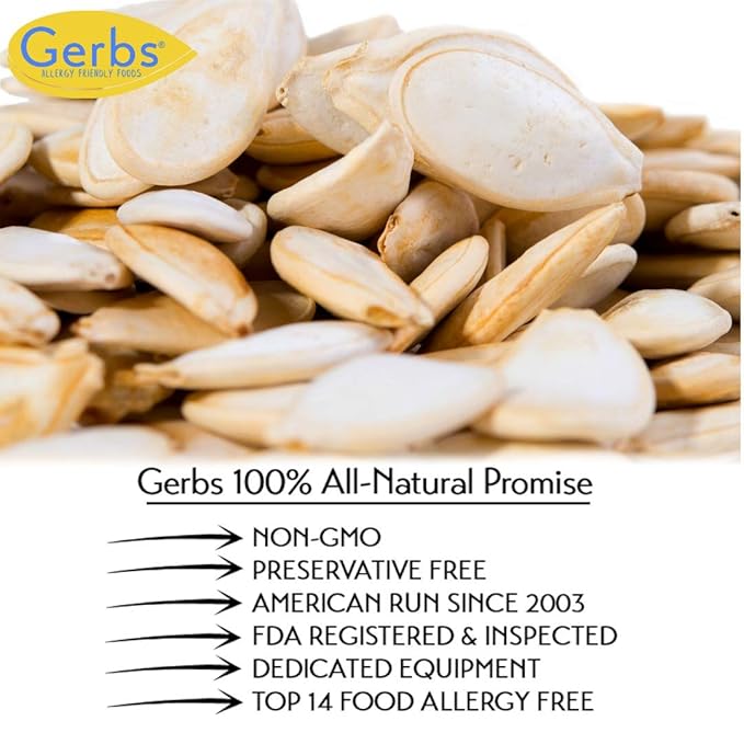 Roasted Unsalted Pumpkin Seeds in Shell by Gerbs – 4 LBS - Top 11 Food Allergen Free & Non GMO