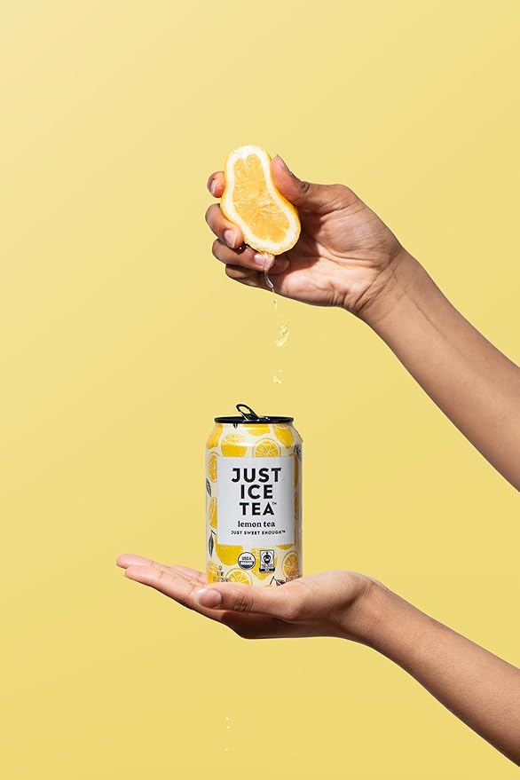 Just Ice Tea, Lemon Flavored Black Iced Tea, 24-Pack (12oz Cans), USDA Certified Organic, Real