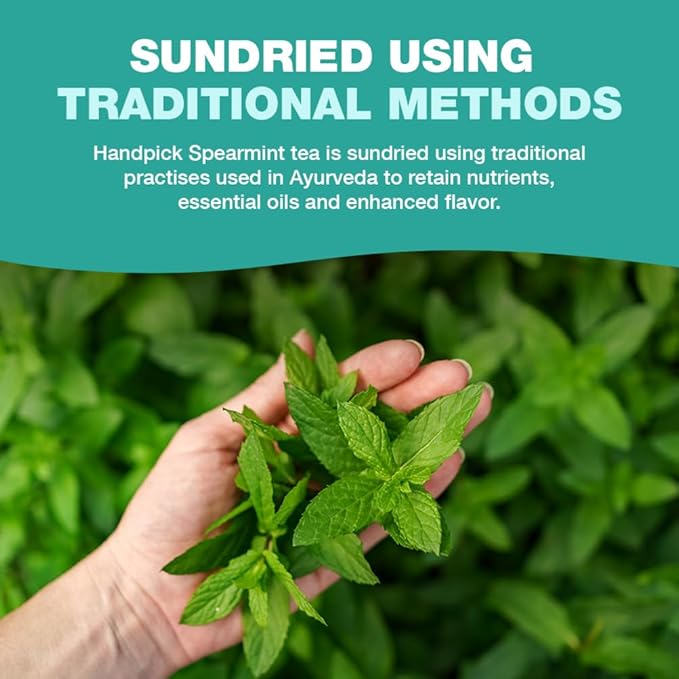 HANDPICK, Spearmint Tea Bags (100 Herbal Tea Bags) |Refreshing Mint Tea | Non-GMO | Round
