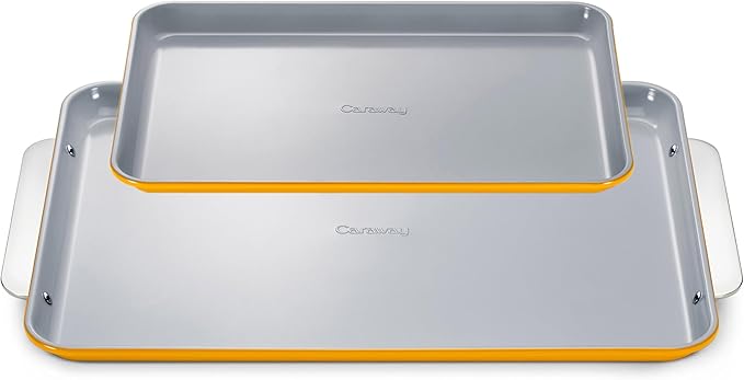 Caraway Non-Stick Ceramic Baking Sheet Duo - Naturally Slick Ceramic Coating - Non-Toxic, PTFE &
