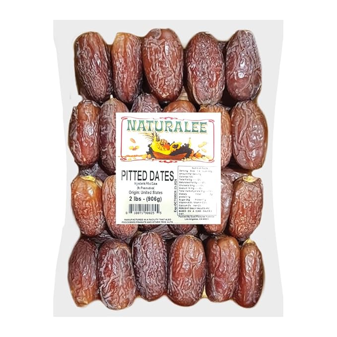 Naturalee Dried Dates 2 lb - Pitted - No Added Sugar, No preservatives - Gluten Free, Vegan, High
