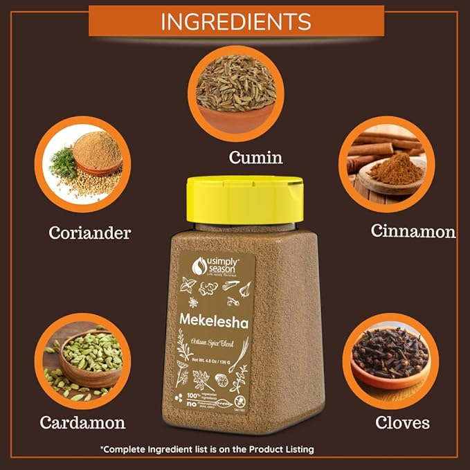 USimplySeason Mekelesha Spice, 4.8oz - Ethiopian Inspired Finishing Spice, Aromatic and Flavorful