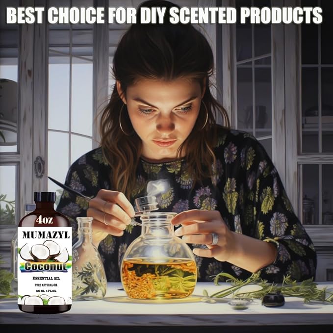 Coconut Essential Oil, Coconut Oil 4 Fl Oz 120ML for Diffuser Humidifier Yoga Cleaning DIY Candle