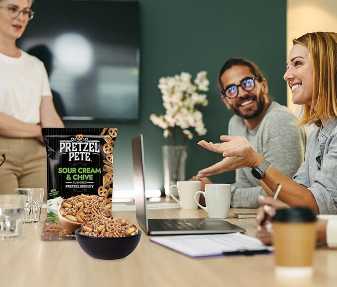Pretzel Pete Sour Cream Chive Seasoned Pretzel Medley, Nut-Free and Sesame-Free Snack, Small Batch