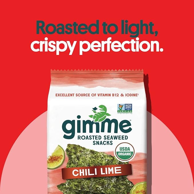 Gimme Seaweed Organic Premium Roasted Seaweed Snacks, Chili Lime, 20 Count, Keto, Vegan