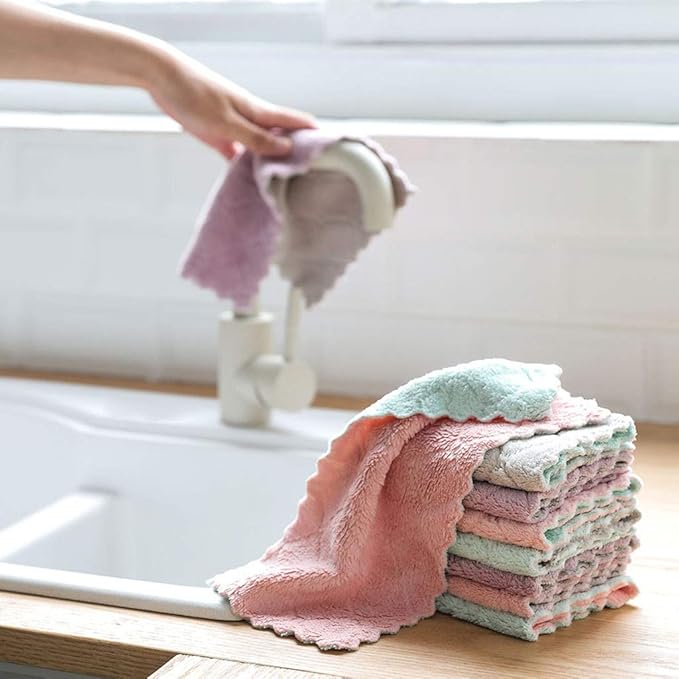 kimteny 12 Pack Kitchen Cloth Dish Towels, Premium Dishcloths, Super Absorbent Coral Velvet