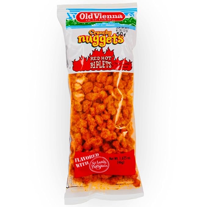 Old Vienna of St. Louis Red Hot Riplets Crunchy Nuggets 1.625oz Tubes (Pack of 6) Snack Box by