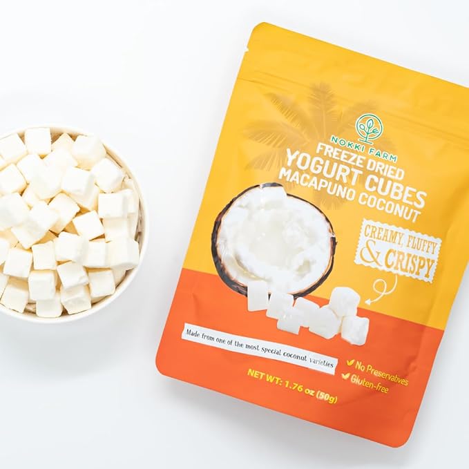 (Pack of 3) NOKKI FARM Freeze-dried Macapuno Coconut Yogurt Melts 50g | No Artificial Colors | No