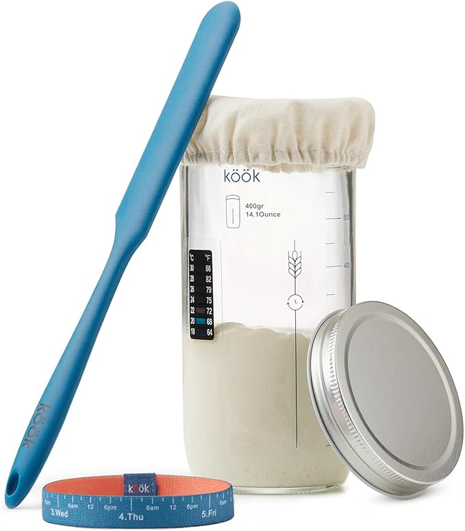 Sourdough Starter Kit, by Kook, Sourdough Starter Jar, Sourdough Bread Baking Supplies, Date Marked