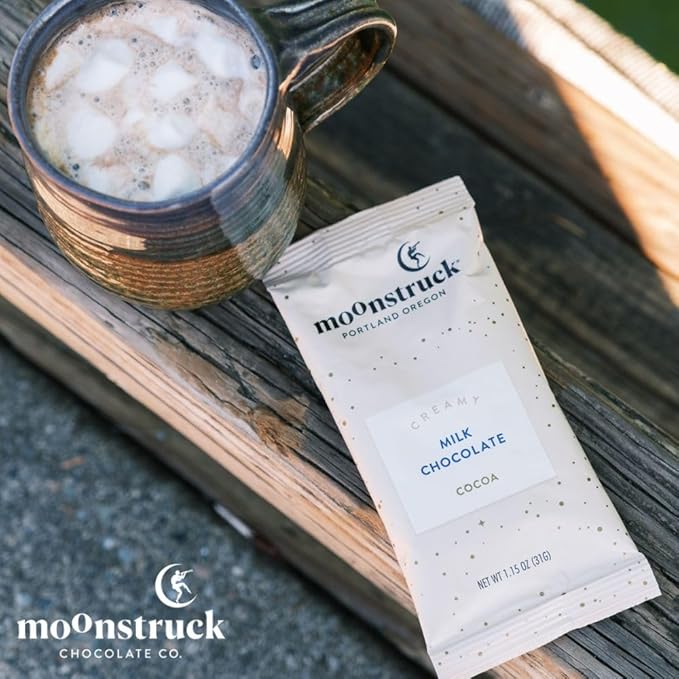 Moonstruck Chocolate Single Serve Creamy Milk Chocolate Hot Chocolate Packets, 8 Count (Pack of 1)