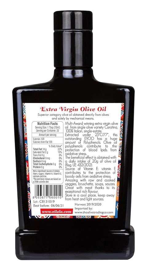 Oilala Extra Virgin Olive Oil, Robust Flavor, High Polyphenols, 707 mg/kg London IOOC Gold Medal!