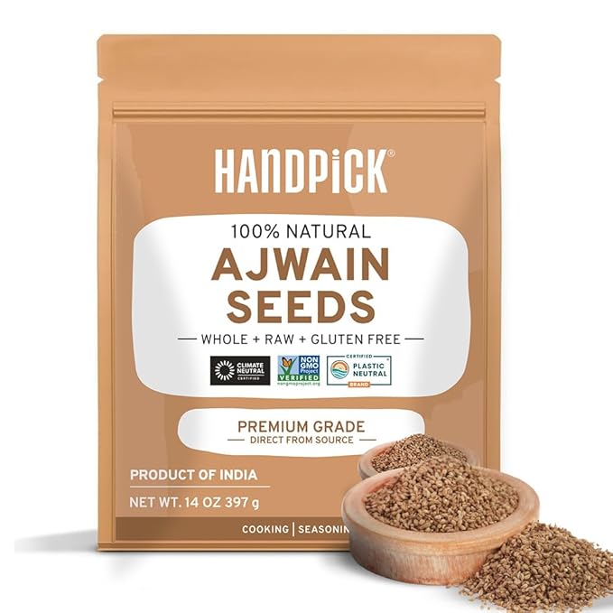 HANDPICK Ajwain Seeds (397g/14oz) Whole Carom Seeds | Vegan, Gluten free, Non GMO | Raw Carom