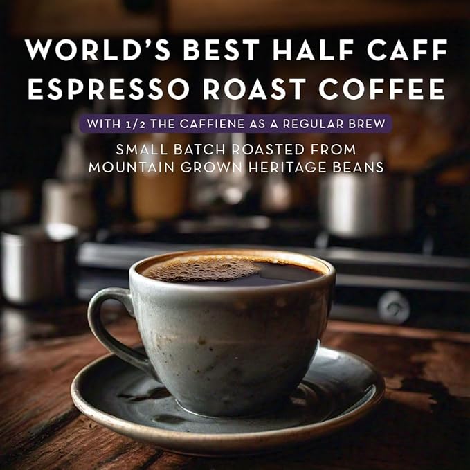 World's Best Half Caff Espresso Roast Coffee Pods, 100 ct, Dark Roast in Recyclable Single Serve