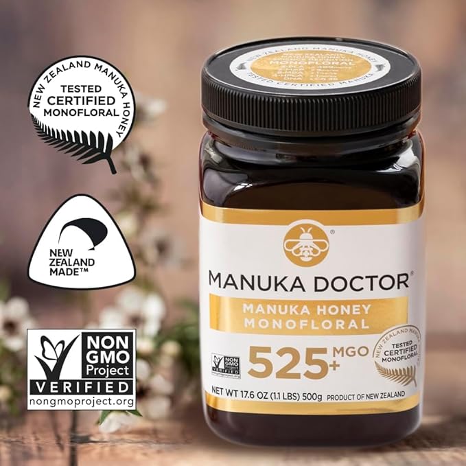 MANUKA DOCTOR - MGO 525+ Manuka Honey Monofloral (1.1 lbs) 100% Pure New Zealand Honey. Certified.