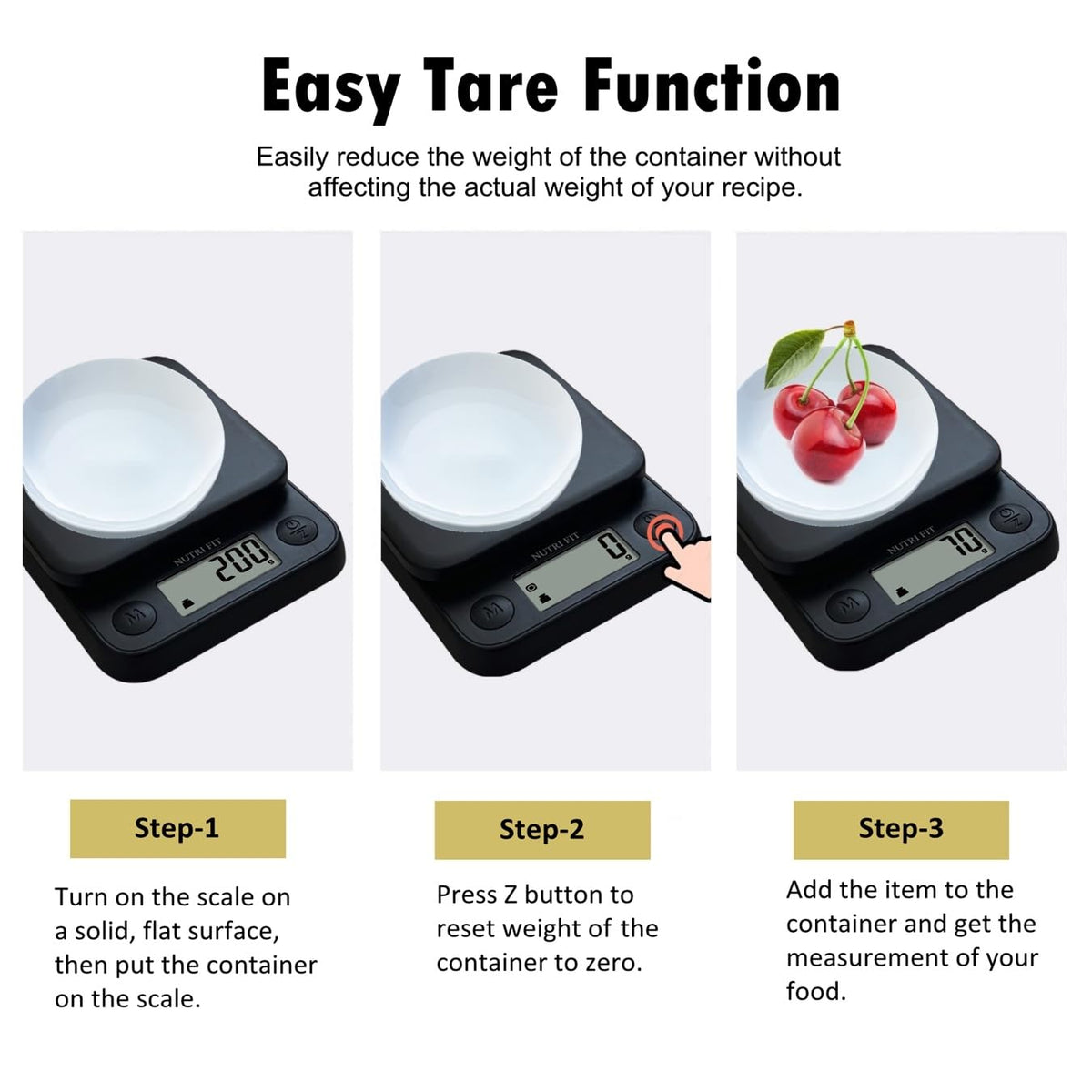 NUTRI FIT Food Scale Small Digital Kitchen Scales Weight Grams Ounces Black