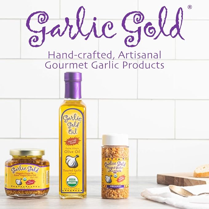 Garlic Gold Extra Virgin Olive Oil Infused with Garlic, Premium Certified USDA Organic, Low FODMAP