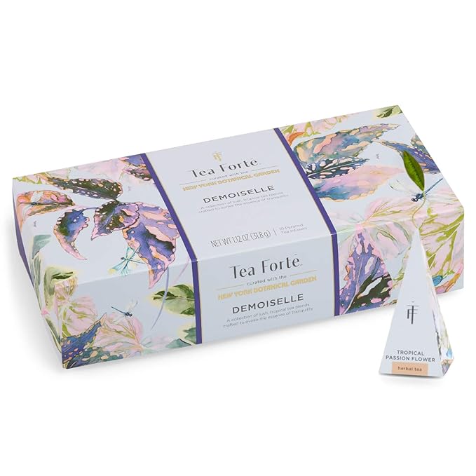Tea Forte Demoiselle Petite Presentation Box Tea Gift Set Sampler, 10 Count, 2 of Each Variety