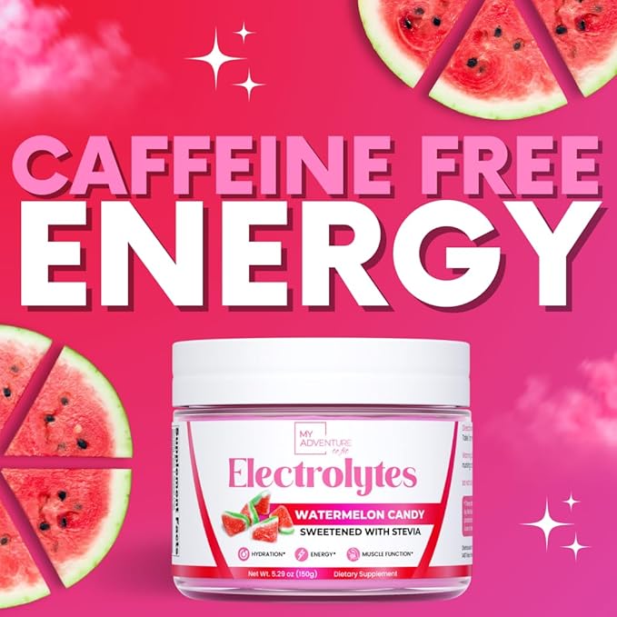 Zero Sugar - Watermelon Candy Electrolytes Powder - Refreshing Hydration - Caffeine Free Energy