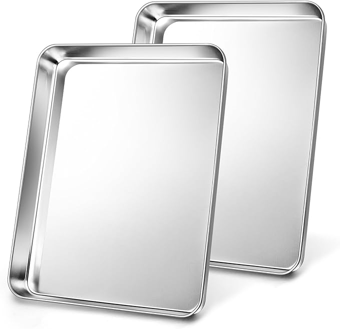 2Pcs Baking Sheet Pan Set, Joyfair Stainless Steel Cookie Sheets, Commercial Metal Pans Toaster