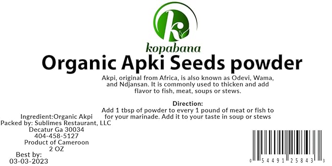 KOPABANA Organic Akpi Seed Powder بد?ر ا?ا?ب? 2 oz