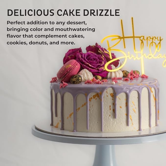 Blueberry-Flavored Cake Drizzle by Chefmaster, Edible Cake Drip Frosting for Decorating, Drip for